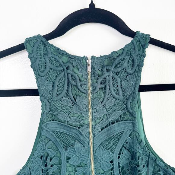 Lovers & Friends x Revolve Caspian Shift Dress Hunter Green Lace Racerback XS - Picture 10 of 14